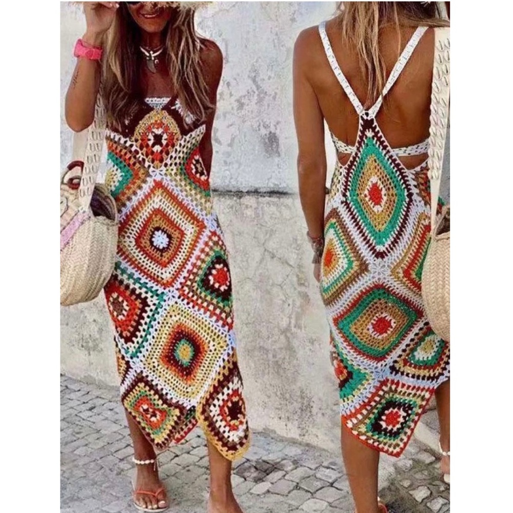 Backless Handmade Sling Hollow-out Crochet - Picture 1 of 16